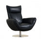 43" Black Contemporary Leather Lounge Chair By Homeroots | Accent Chairs | Modishstore - 2