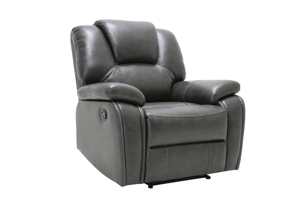 40" Grey Contemporary Leather Reclining Chair By Homeroots | Recliners | Modishstore - 2