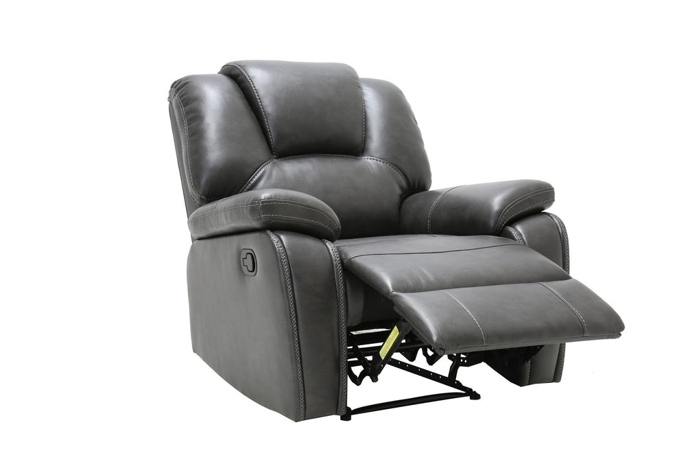 40" Grey Contemporary Leather Reclining Chair By Homeroots | Recliners | Modishstore - 3