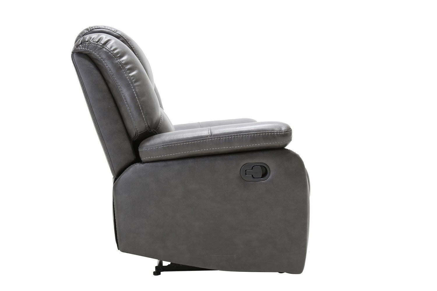 40" Grey Contemporary Leather Reclining Chair By Homeroots | Recliners | Modishstore - 4