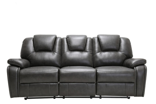 40" Contemporary Grey Leather Power Reclining Sofa By Homeroots