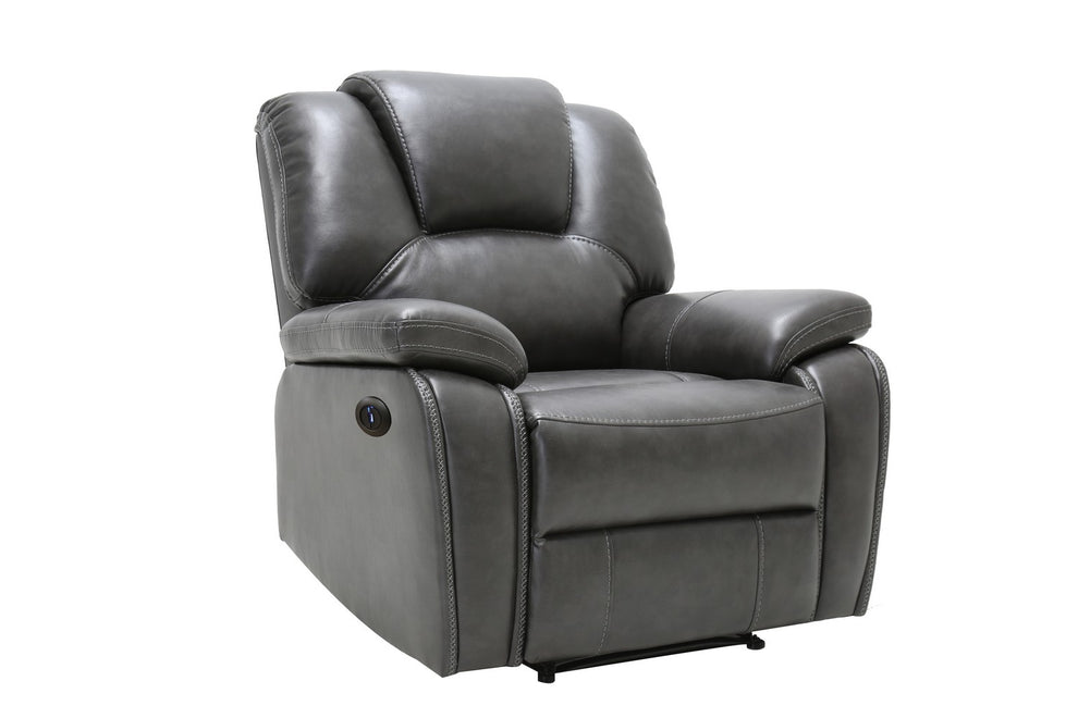 40" Grey Contemporary Leather Power Reclining Chair By Homeroots | Recliners | Modishstore - 2