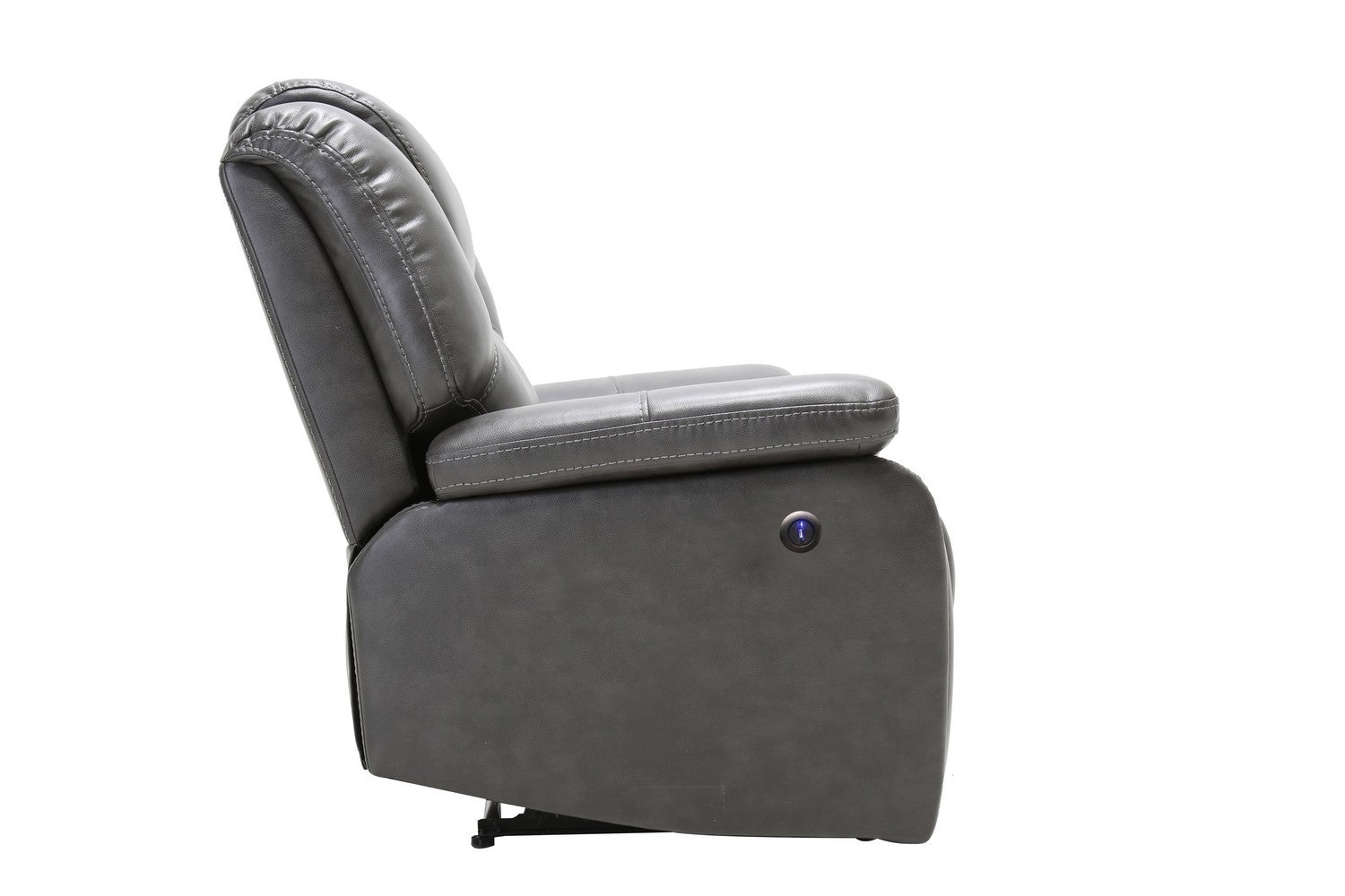 40" Grey Contemporary Leather Power Reclining Chair By Homeroots | Recliners | Modishstore - 3