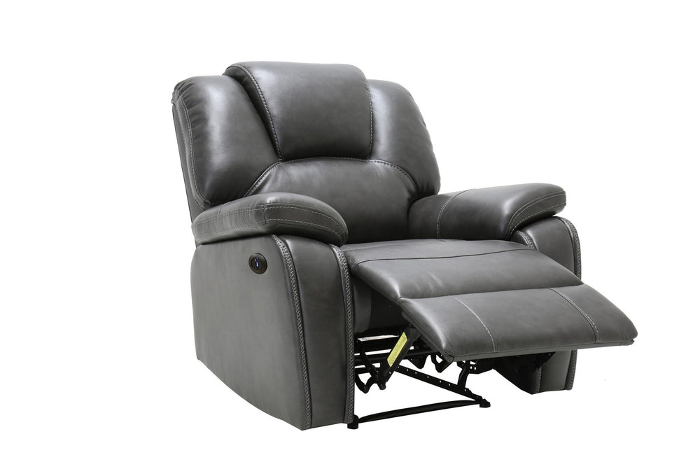 40" Grey Contemporary Leather Power Reclining Chair By Homeroots | Recliners | Modishstore - 4