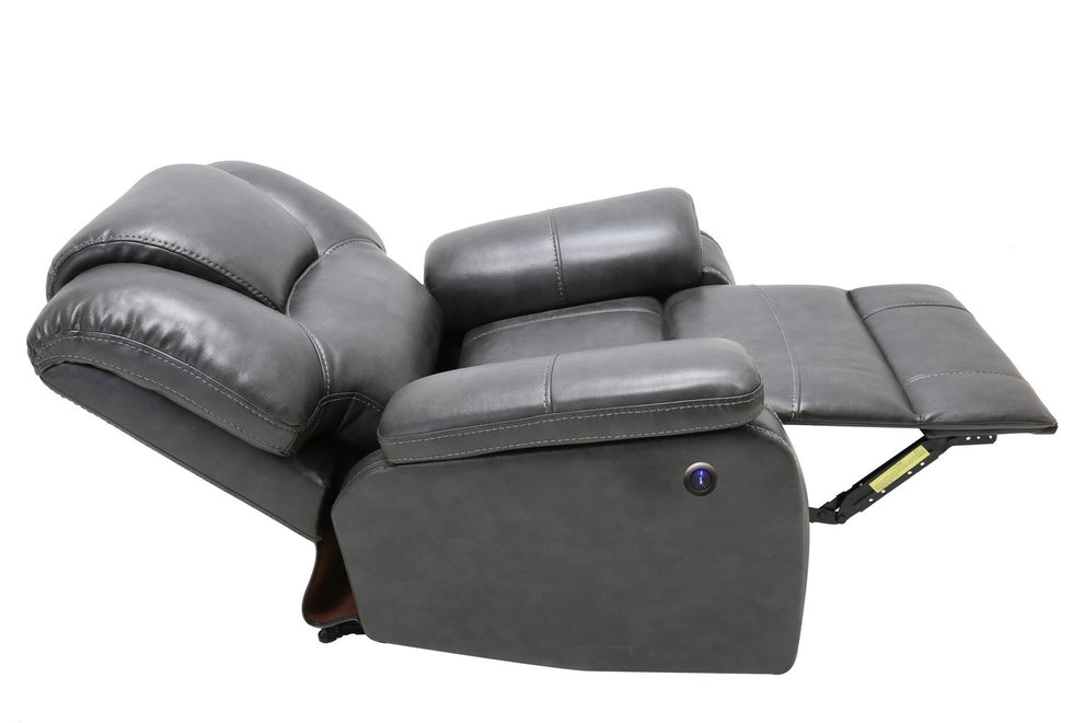 40" Grey Contemporary Leather Power Reclining Chair By Homeroots | Recliners | Modishstore - 5