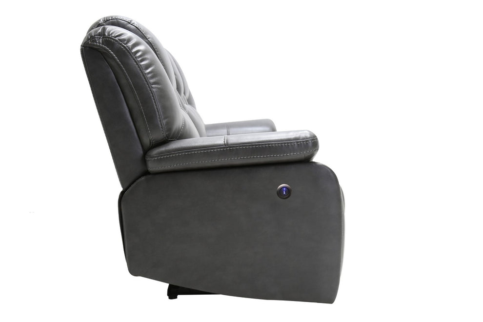 40" Grey Contemporary Leather Power Reclining Chair By Homeroots | Recliners | Modishstore - 6