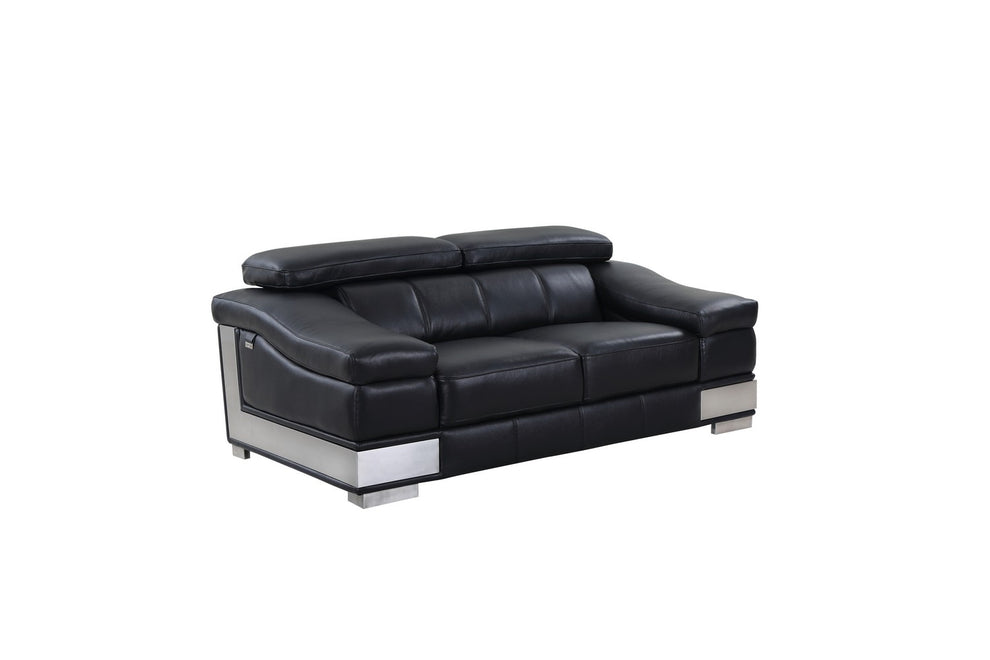 31to 39" Modern Black Leather Loveseat By Homeroots | Loveseats | Modishstore - 2