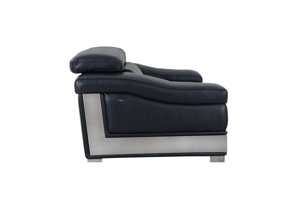 31to 39" Modern Black Leather Loveseat By Homeroots | Loveseats | Modishstore - 3