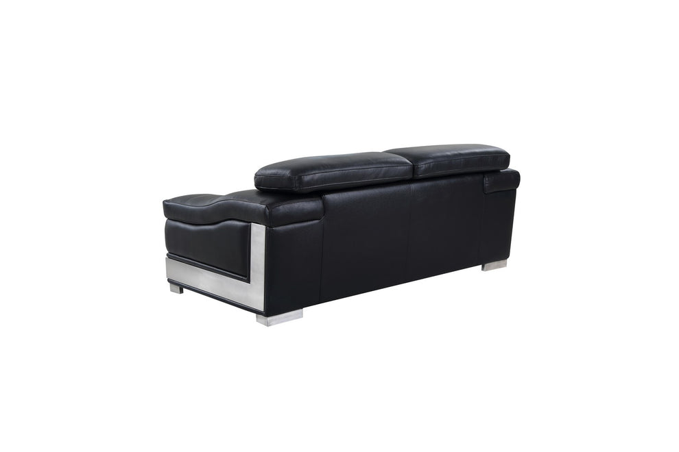 31to 39" Modern Black Leather Loveseat By Homeroots | Loveseats | Modishstore - 4