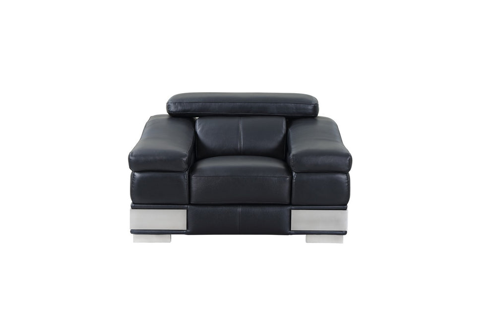31" to 39" Black Modern Leather Chair By Homeroots | Accent Chairs | Modishstore - 2