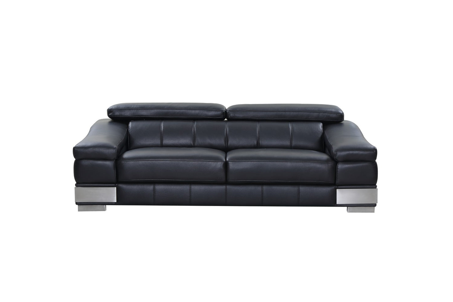 117" Modern Black Leather Sofa Set By Homeroots | Sofa Set | Modishstore - 2