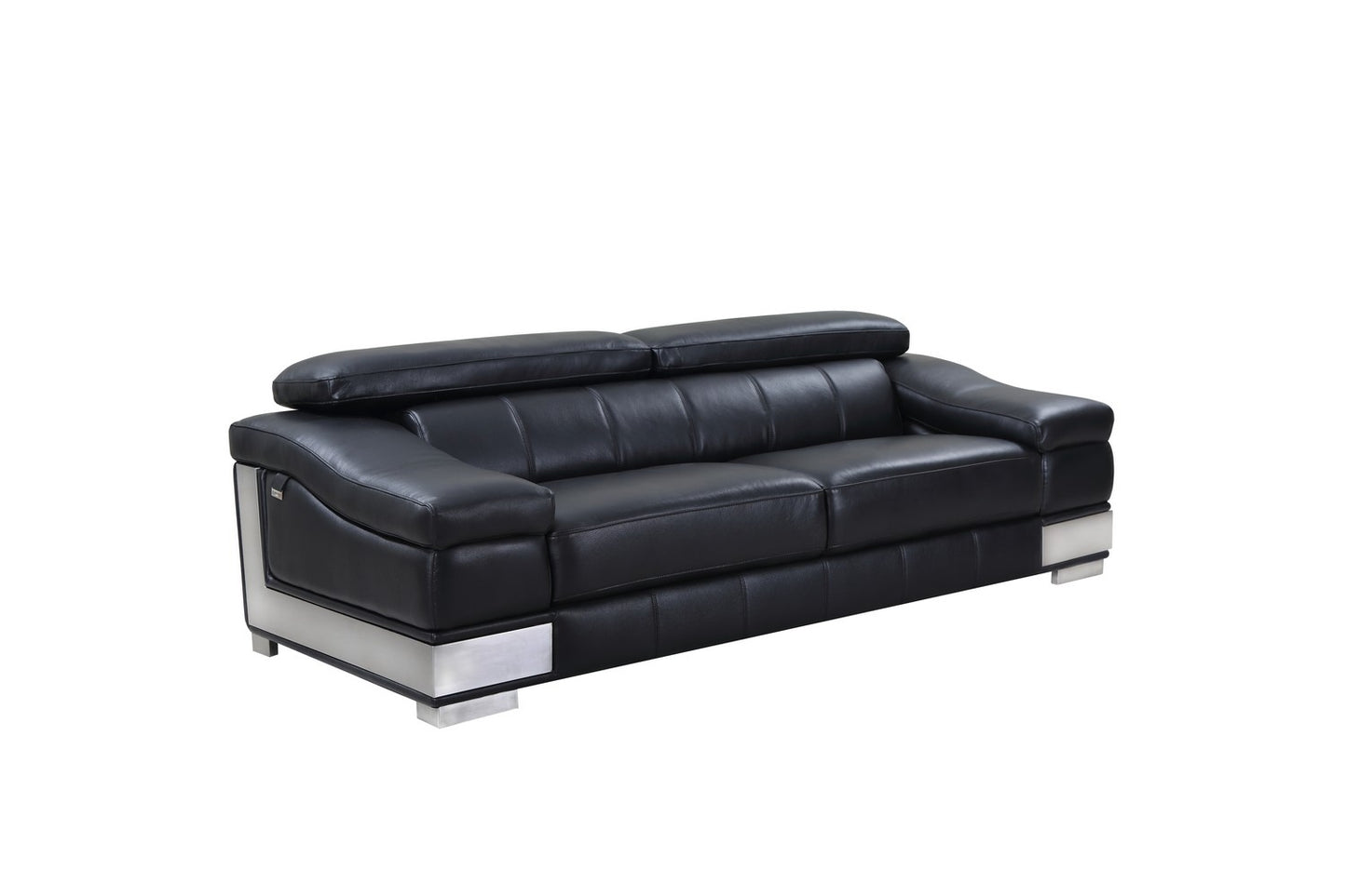 117" Modern Black Leather Sofa Set By Homeroots | Sofa Set | Modishstore - 3