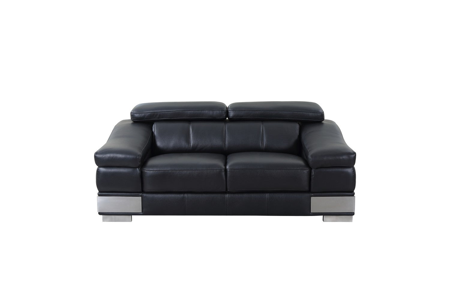 117" Modern Black Leather Sofa Set By Homeroots | Sofa Set | Modishstore - 6