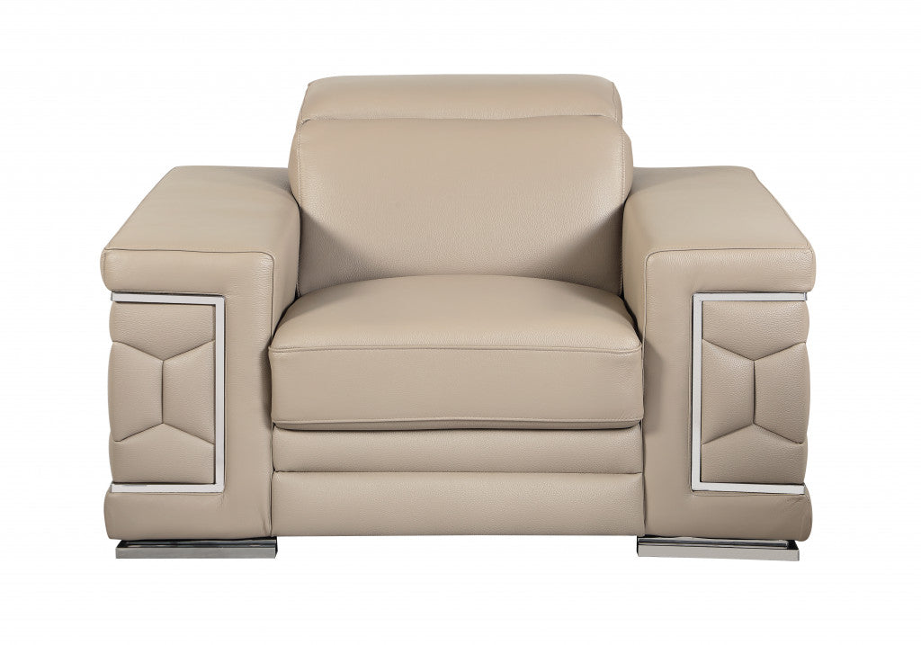 114" Modern Beige Leather Sofa Set By Homeroots | Sofa Set | Modishstore - 3