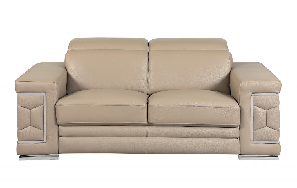 114" Modern Beige Leather Sofa Set By Homeroots | Sofa Set | Modishstore - 4