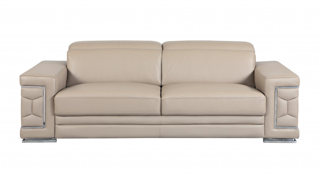 114" Modern Beige Leather Sofa Set By Homeroots | Sofa Set | Modishstore - 5