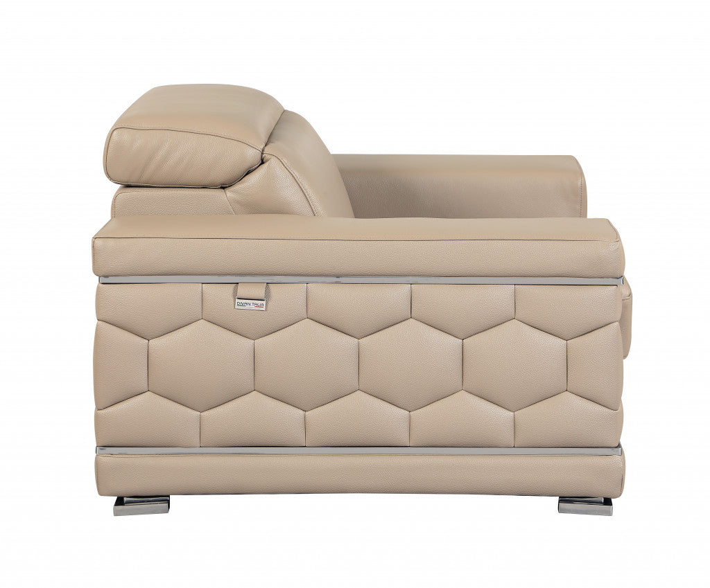 114" Modern Beige Leather Sofa Set By Homeroots | Sofa Set | Modishstore - 6