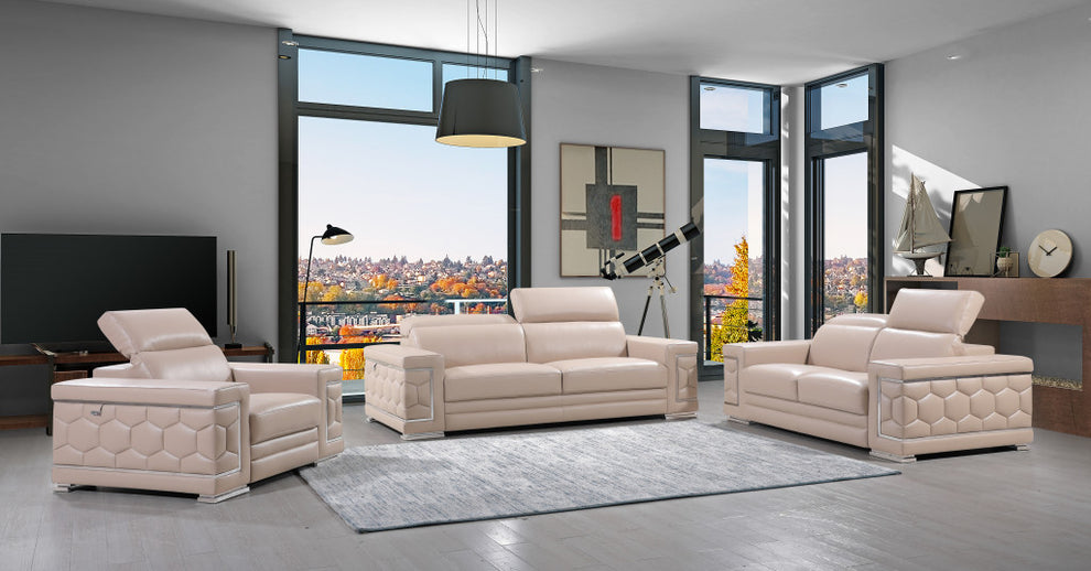29" to 38" Modern Beige Leather Sofa By Homeroots | Sofas | Modishstore - 2