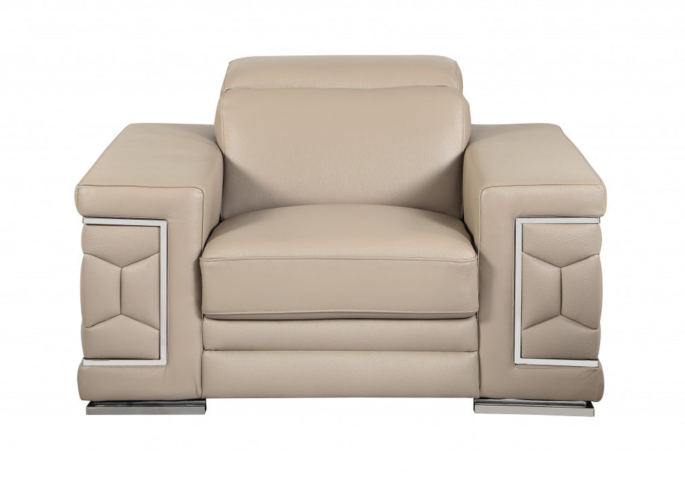 29" to 38" Modern Beige Leather Sofa By Homeroots | Sofas | Modishstore - 3