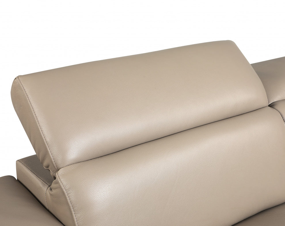 29" to 38" Modern Beige Leather Sofa By Homeroots | Sofas | Modishstore - 6