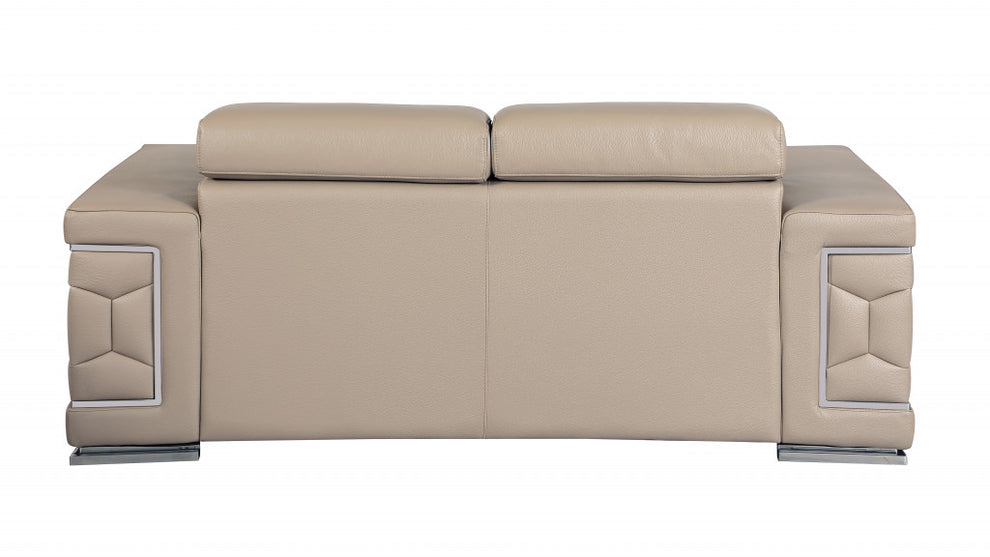 29to 38" Modern Beige Leather Loveseat By Homeroots | Loveseats | Modishstore - 4