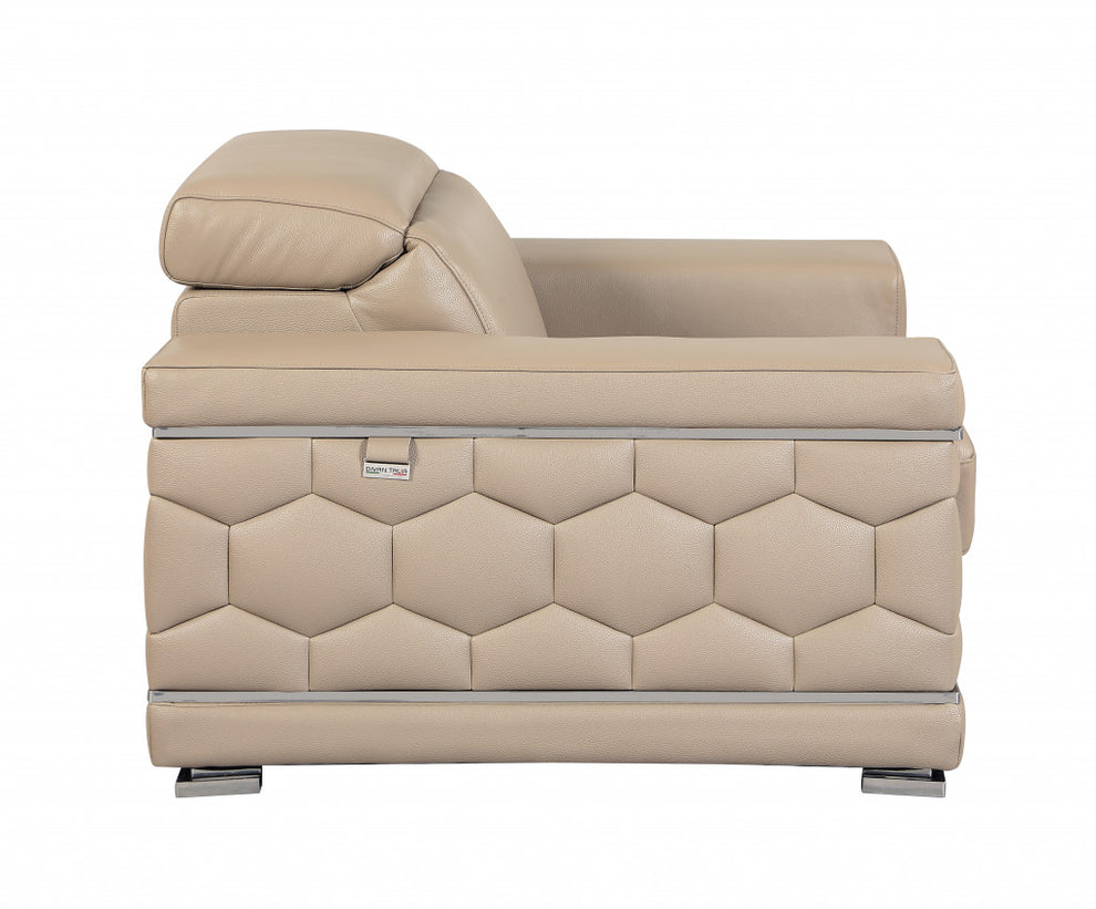 29to 38" Modern Beige Leather Loveseat By Homeroots | Loveseats | Modishstore - 5