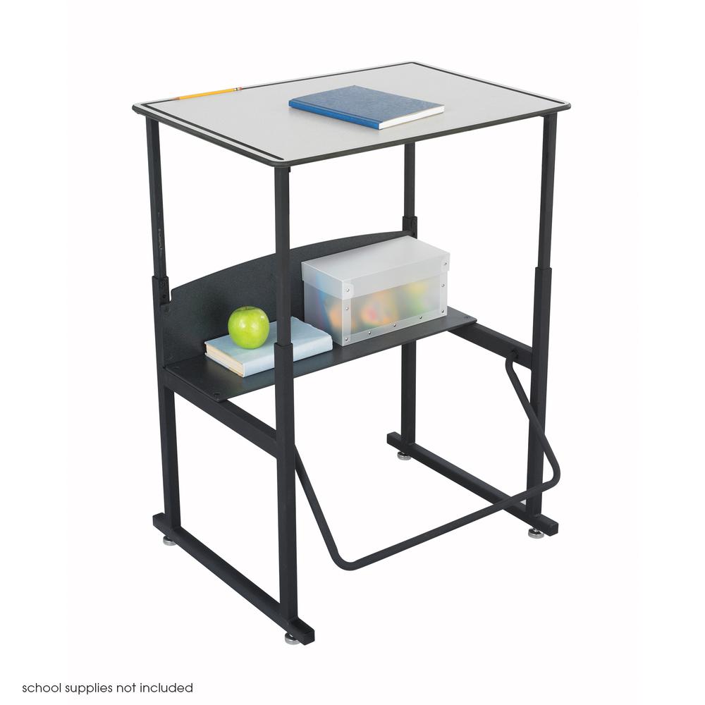 AlphaBetter Adjustable-Height Stand-Up Desk, 28 x 20" Premium or Dry Erase Top and Swinging Footrest Bar - Gray By Safco | Desks | Modishstore