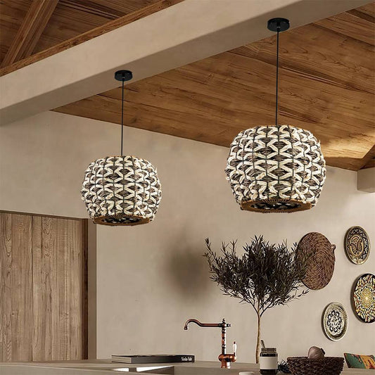 Globe Wicker Rattan Pendant Light By Ele Light & Decor | Pendant Lamps |  Modishstore 
