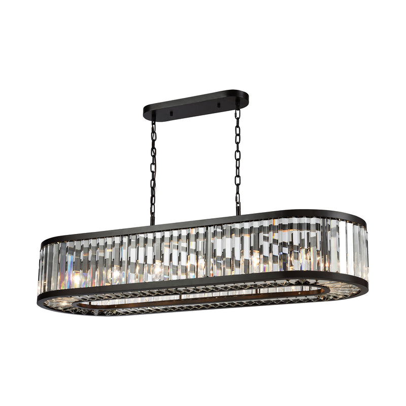 Palacial 14-Light Linear Chandelier in Oil Rubbed Bronze with Clear Crystal ELK Lighting | Chandeliers | Modishstore