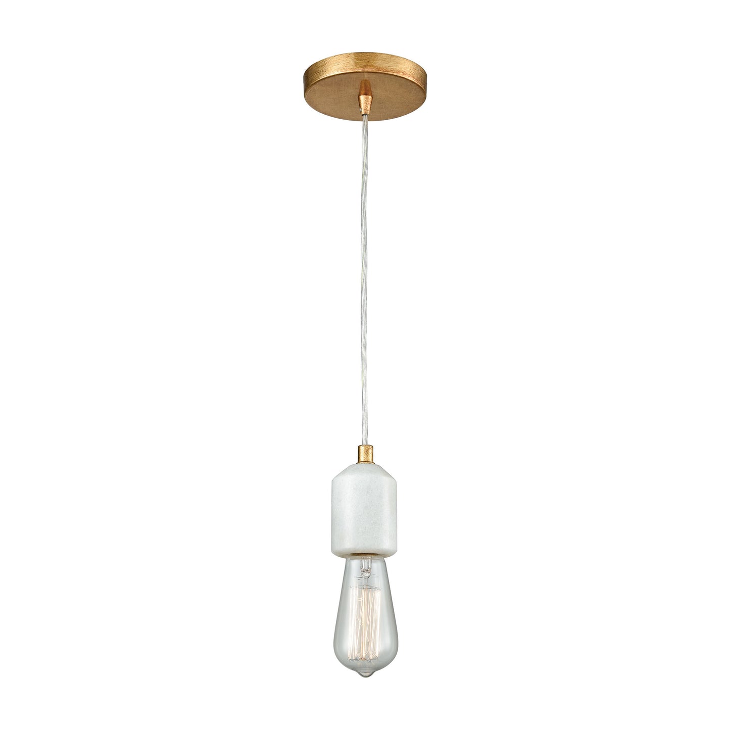 Socketholder 1-Light Mini Pendant in Antique Gold Leaf ELK Lighting | Pendant Lamps | Modishstore
