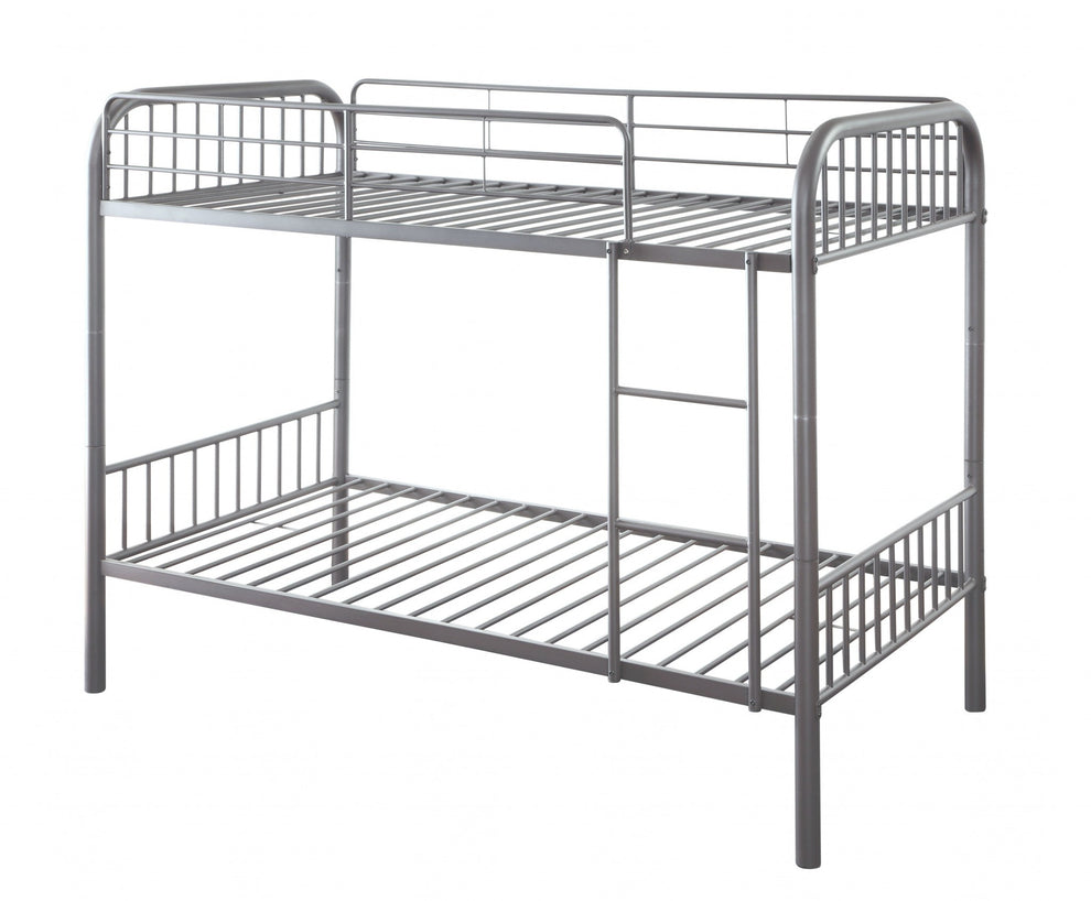 Gunmetal Metal Twin Over Twin Bunk Bed By Homeroots | Beds | Modishstore - 2