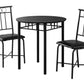 35" Black Leather Look Foam And Metal Three Pieces Dining Set By Homeroots | Dining Sets | Modishstore - 2