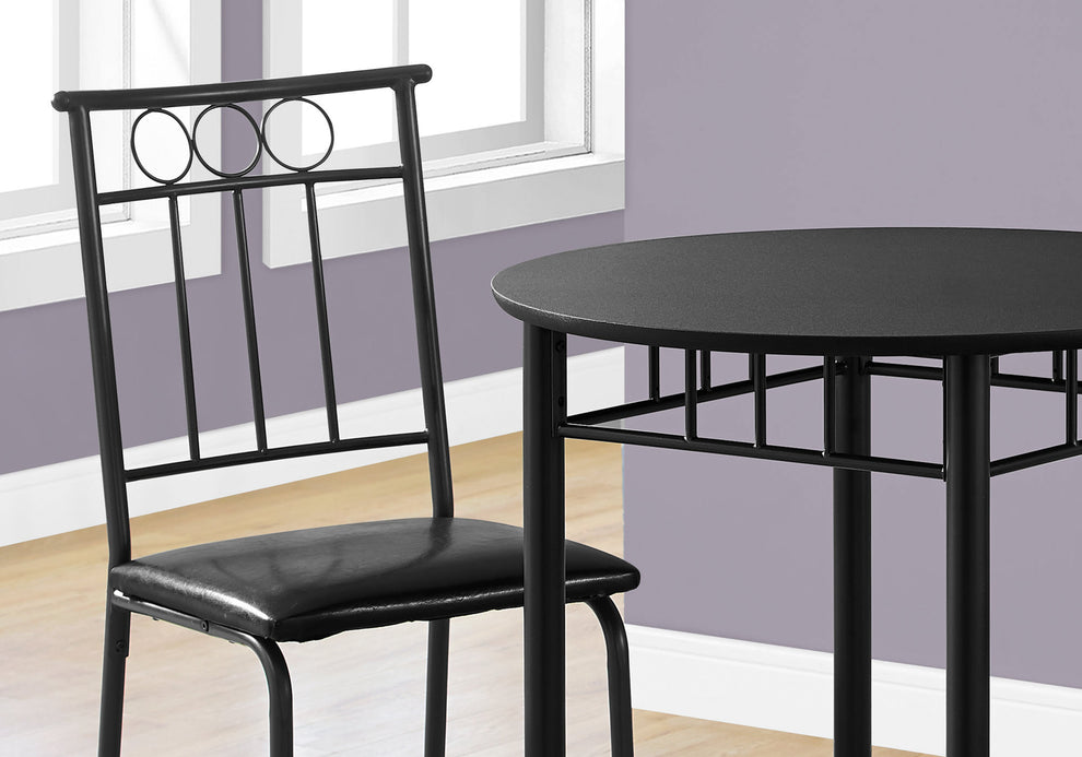 35" Black Leather Look Foam And Metal Three Pieces Dining Set By Homeroots | Dining Sets | Modishstore - 3