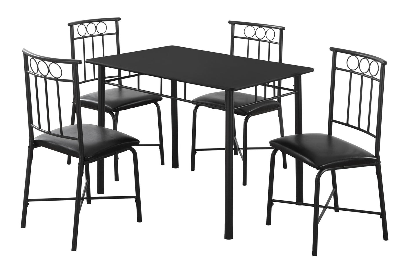 Black Metal Foam Polyurethane Leather Look Polyes 5Pcs Dining Set By Homeroots | Dining Sets | Modishstore - 2
