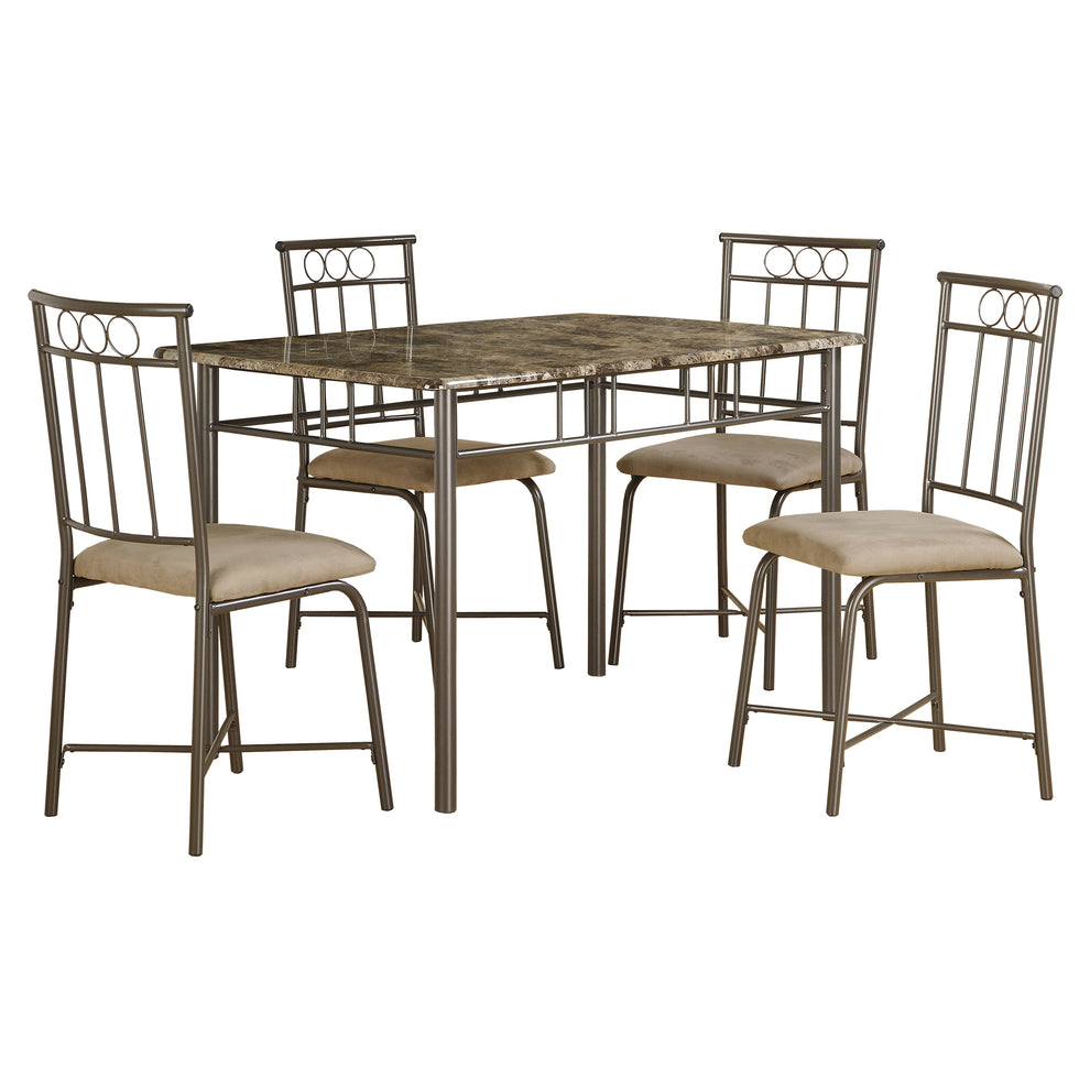 Cappuccino Microfiber Foam And Mdf 5Pcs Dining Set By Homeroots | Dining Sets | Modishstore - 2