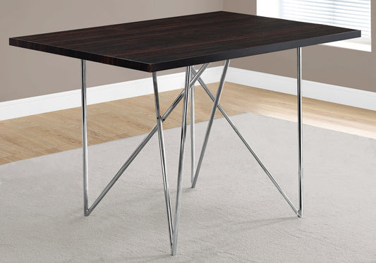 Cappuccino Hollow Core Particle Board Metal Dining Table By Homeroots | Dining Tables | Modishstore - 2
