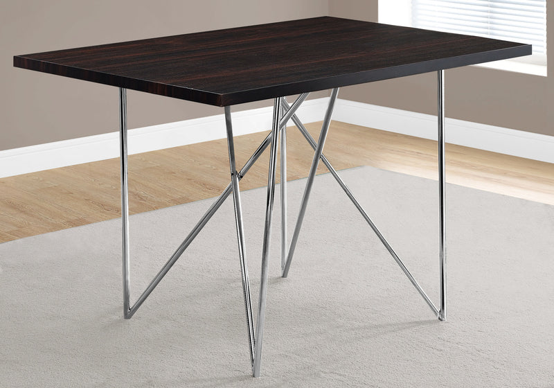 Cappuccino Hollow Core Particle Board Metal Dining Table By Homeroots | Dining Tables | Modishstore
