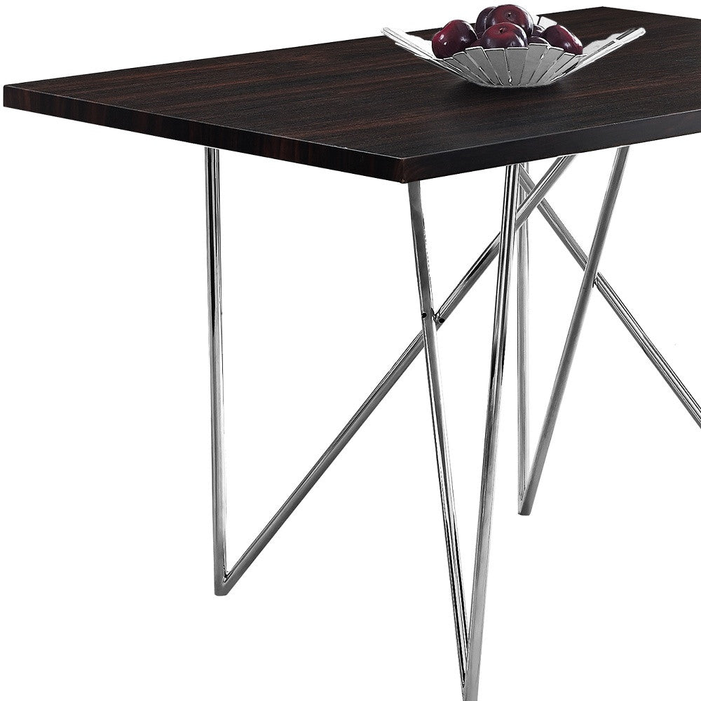 Cappuccino Hollow Core Particle Board Metal Dining Table By Homeroots | Dining Tables | Modishstore - 5