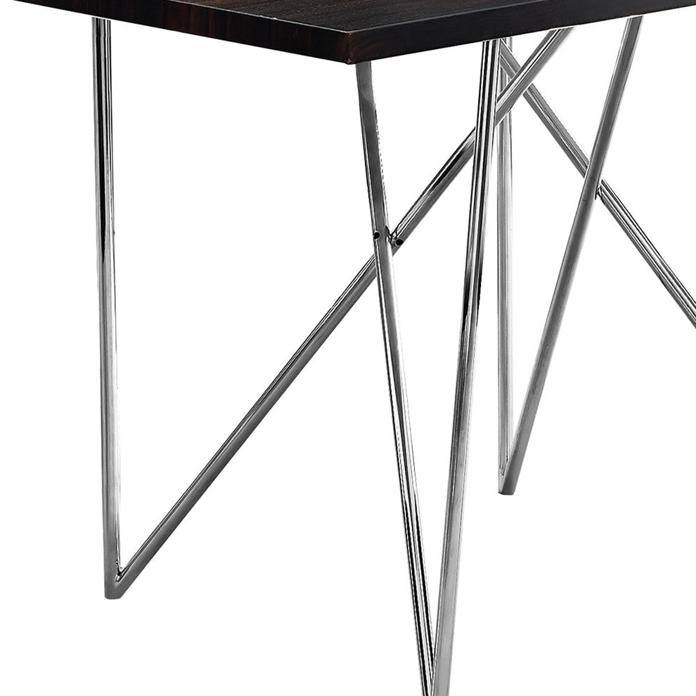 Cappuccino Hollow Core Particle Board Metal Dining Table By Homeroots | Dining Tables | Modishstore - 6
