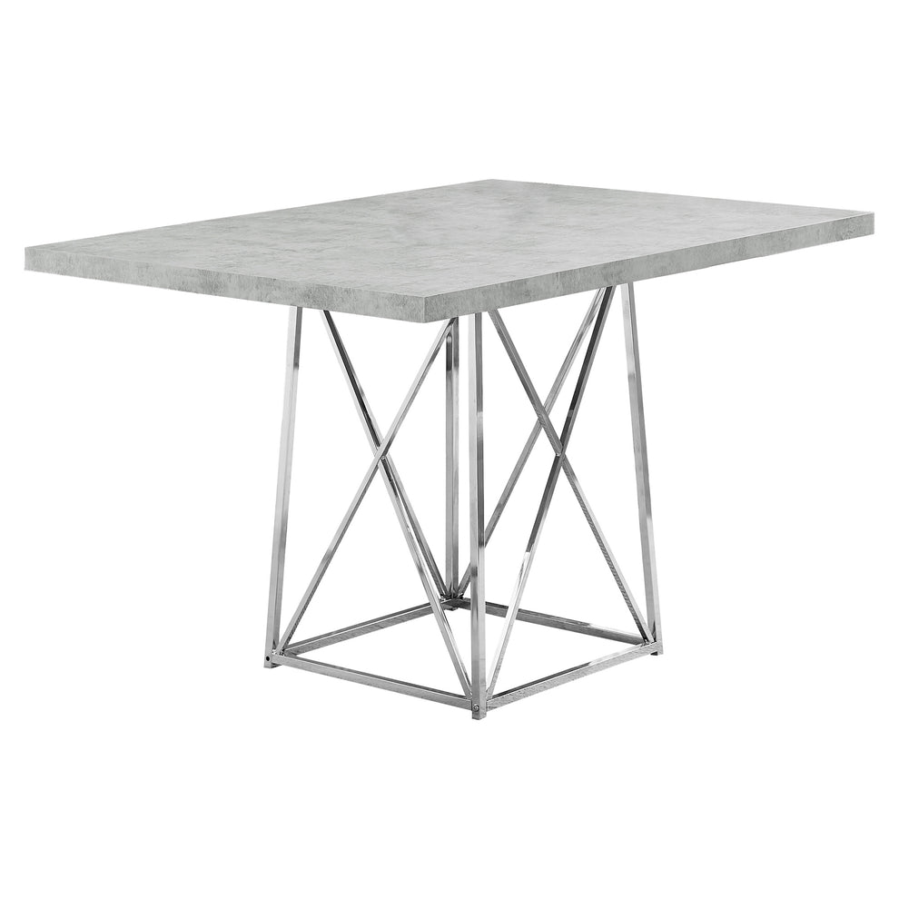 Grey Particle Board And Chrome Metal Dining Table By Homeroots | Dining Tables | Modishstore - 2