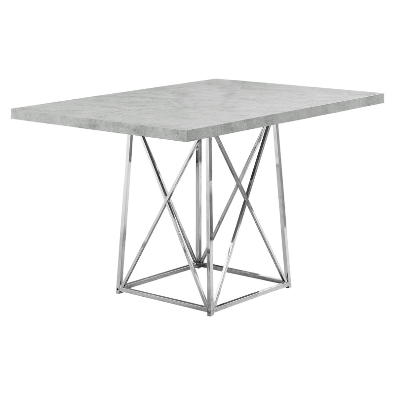 Grey Particle Board And Chrome Metal Dining Table By Homeroots | Dining Tables | Modishstore