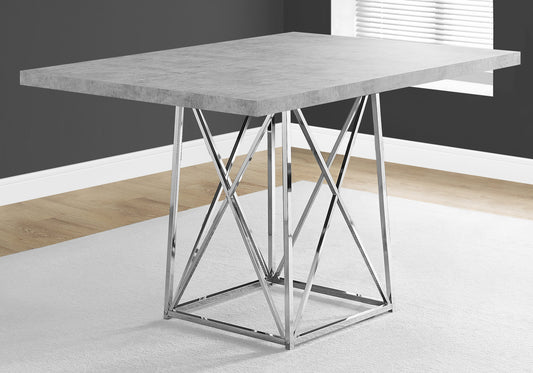 Grey Particle Board And Chrome Metal Dining Table By Homeroots | Dining Tables | Modishstore