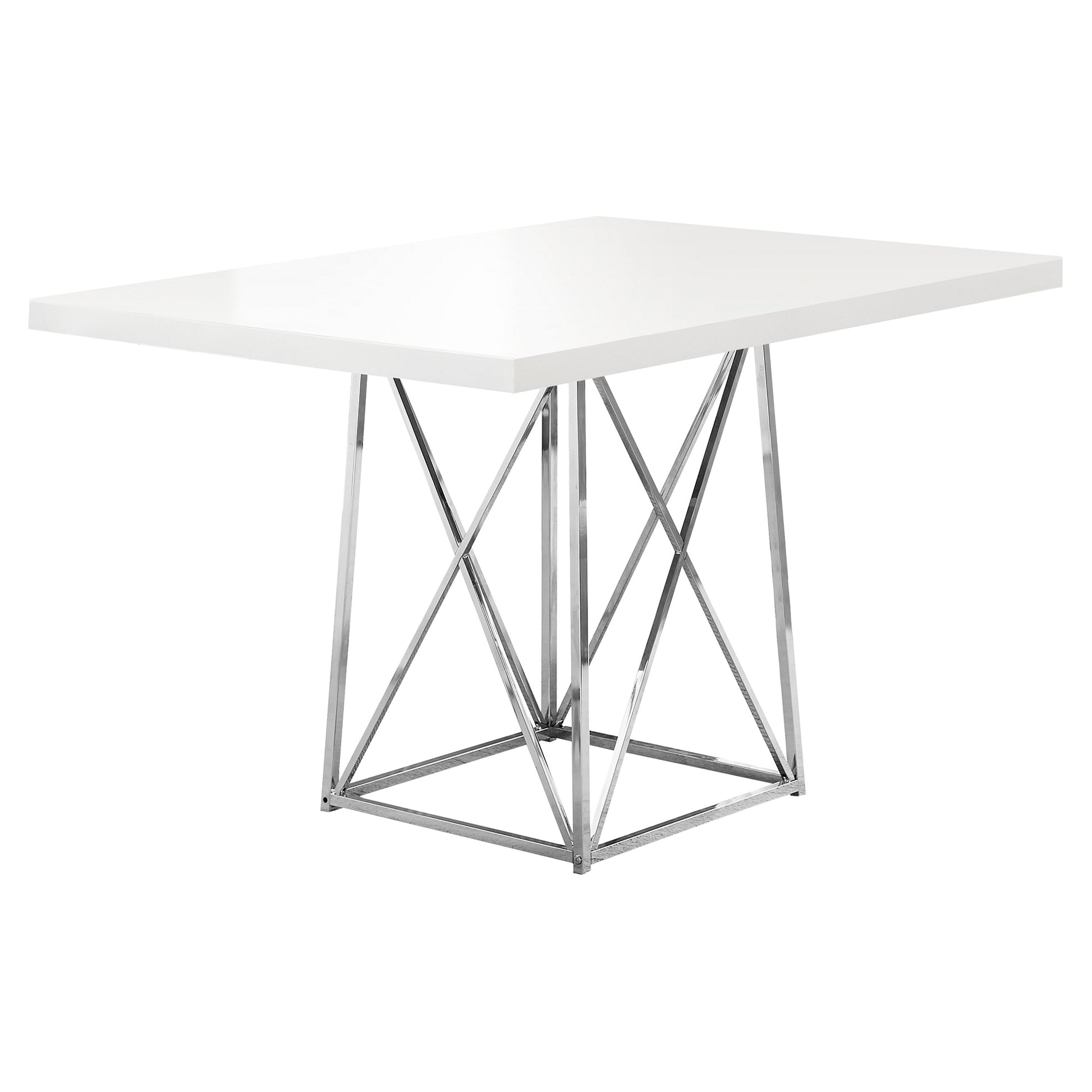 Grey Particle Board And Chrome Metal Dining Table By Homeroots | Dining Tables | Modishstore - 5