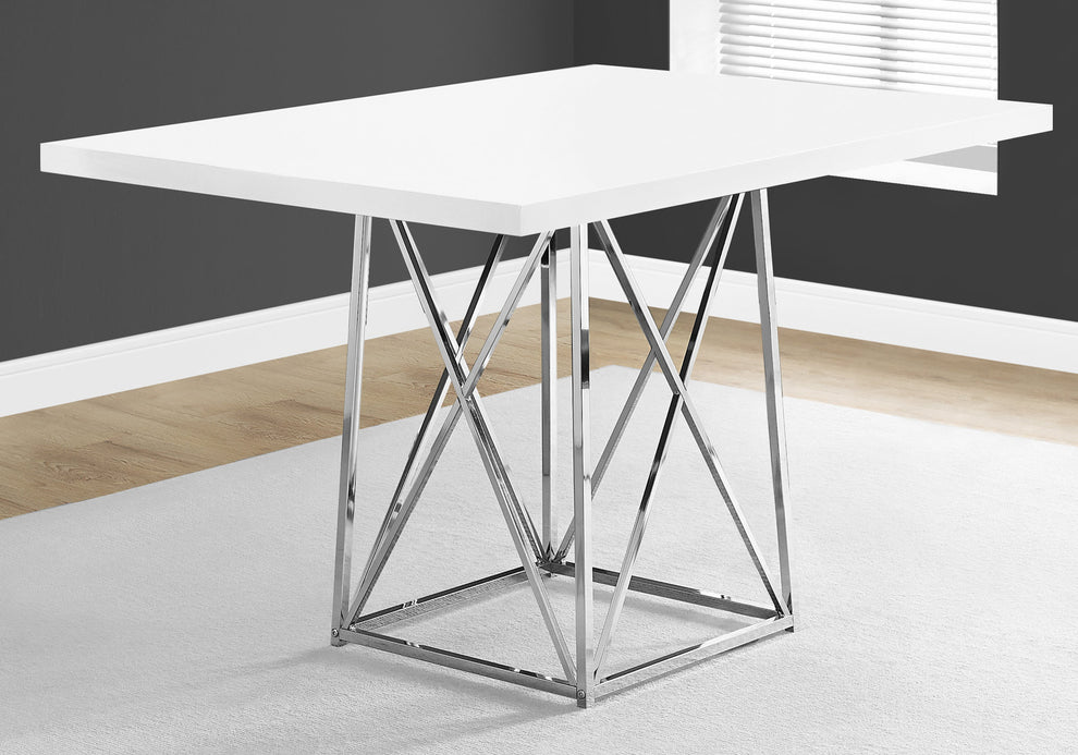 Grey Particle Board And Chrome Metal Dining Table By Homeroots | Dining Tables | Modishstore - 6