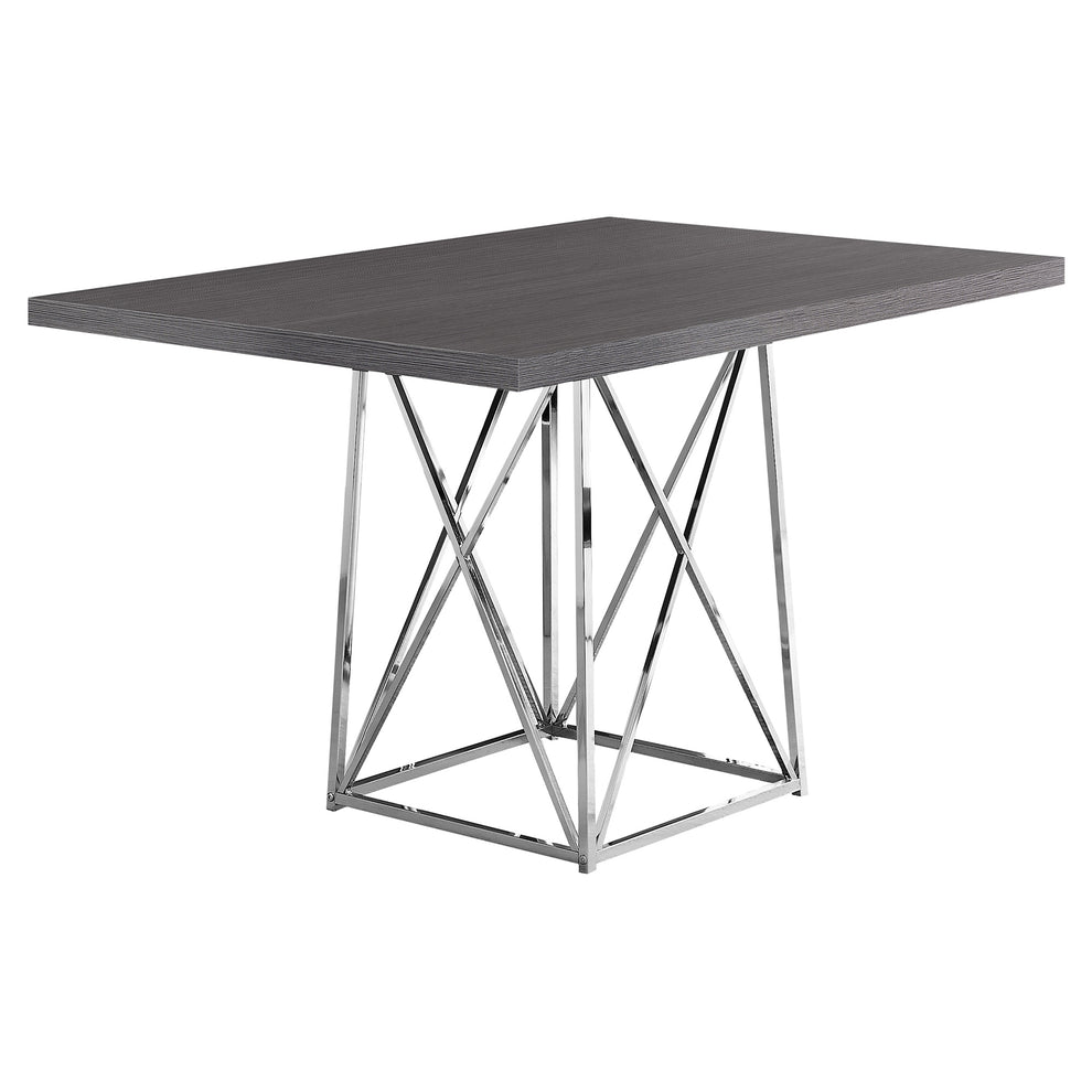 Grey Particle Board Ad Chrome Metal Dining Table By Homeroots | Dining Tables | Modishstore - 2