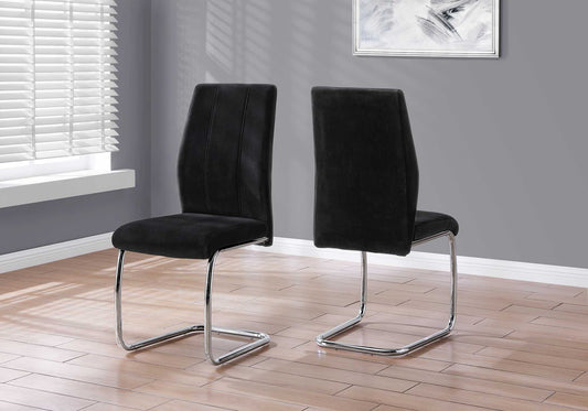 Two 77.5" Velvet Chrome Metal And Foam Dining Chairs By Homeroots | Dining Chairs | Modishstore