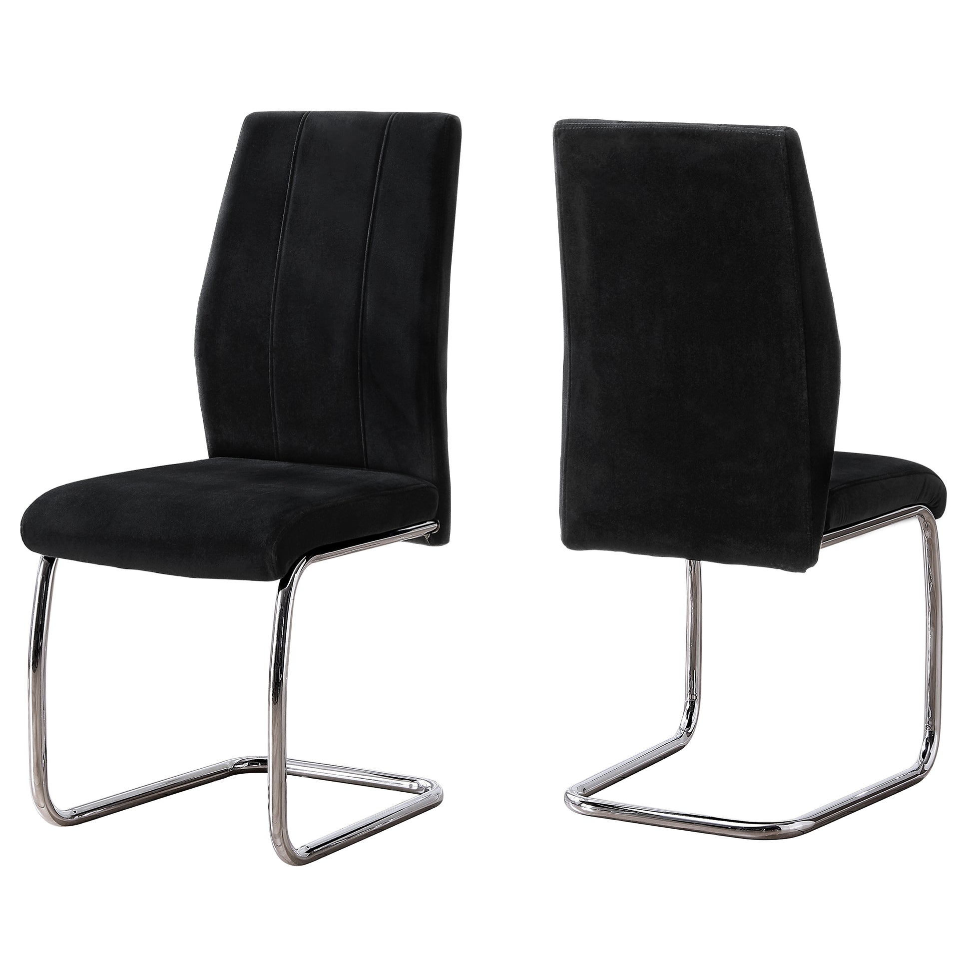 Two 77.5" Velvet Chrome Metal And Foam Dining Chairs By Homeroots | Dining Chairs | Modishstore - 2