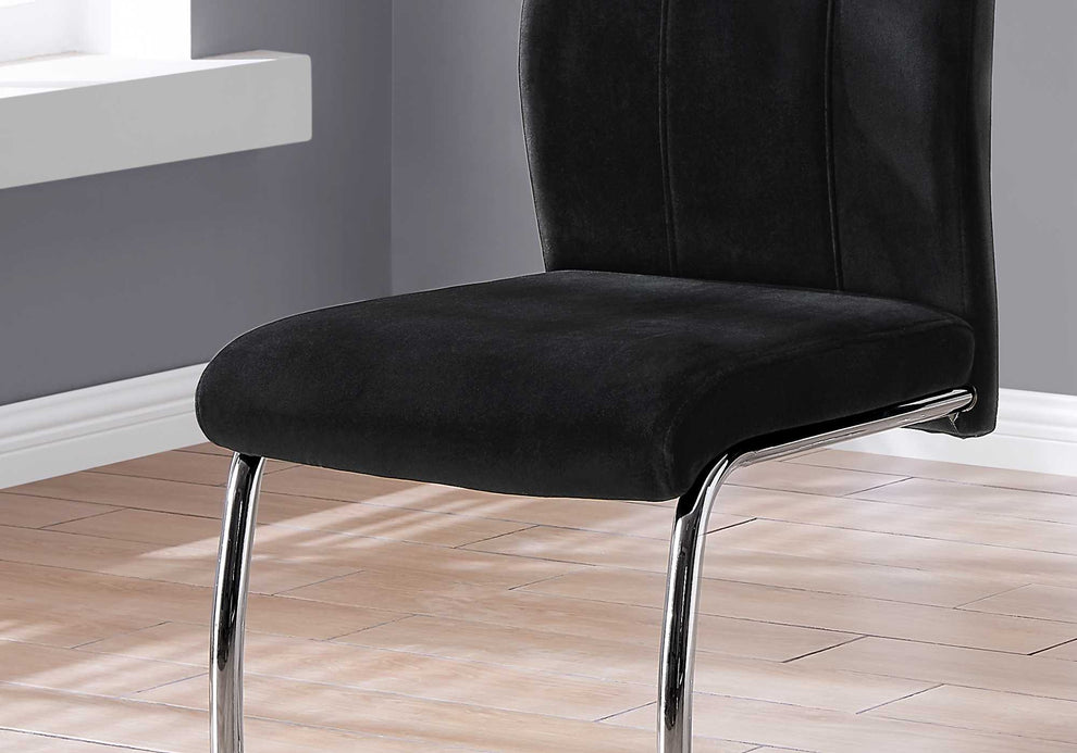 Two 77.5" Velvet Chrome Metal And Foam Dining Chairs By Homeroots | Dining Chairs | Modishstore - 3