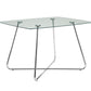 31" Chrome Metal And Clear Tempered Glass Dining Table By Homeroots | Dining Tables | Modishstore - 2