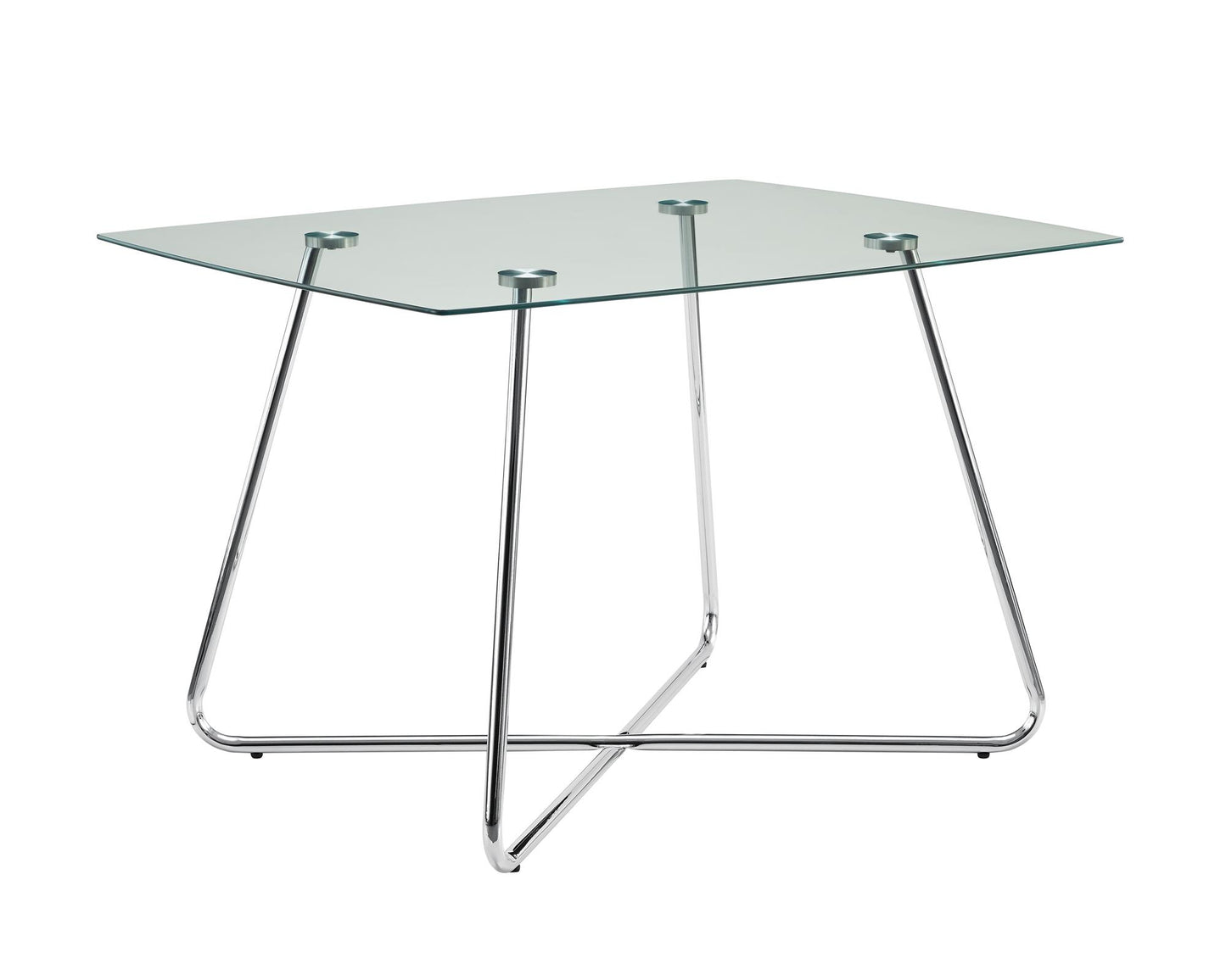 31" Chrome Metal And Clear Tempered Glass Dining Table By Homeroots | Dining Tables | Modishstore - 2